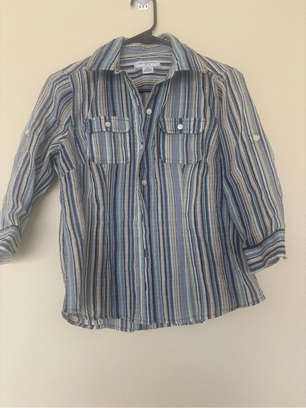 Liz Claiborne Blue Multi-Stripe Button-Down Shirt